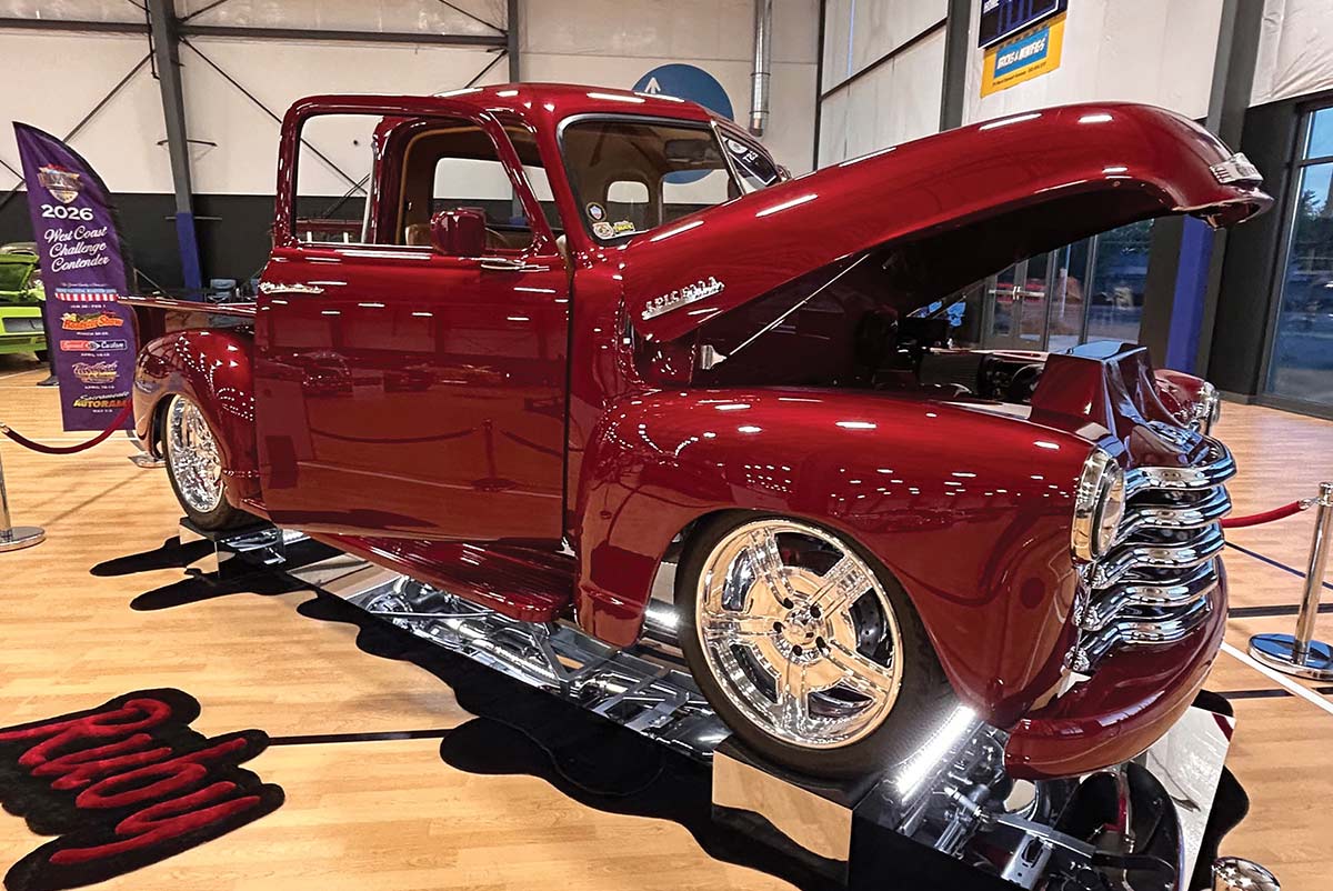 Maroon 1952 Chevy 3100 pickup truck named Ruby