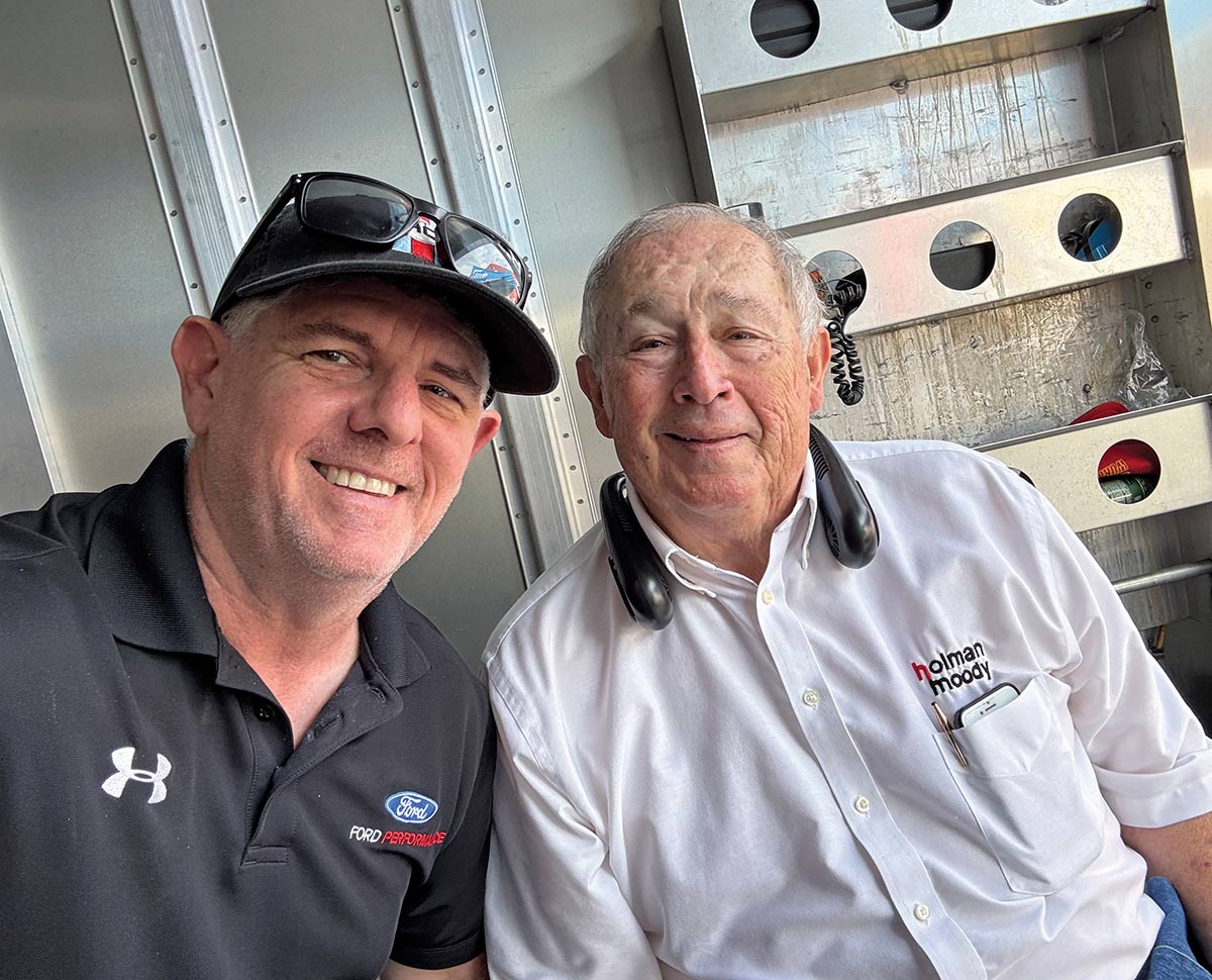Evan J. Smith and racing legend Lee Holman.